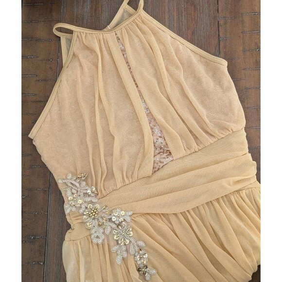 Weissman Women's Size MA (8/10) 10,000 Miles Cascade Shirred Mesh Dance Dress - Picture 1 of 12